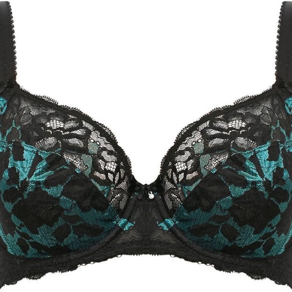 Fantasie Black and Teal Lace Underwire Bra